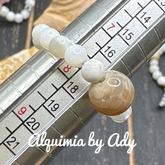 Handmade beaded lace agate  ring band - Picture 2 of 2